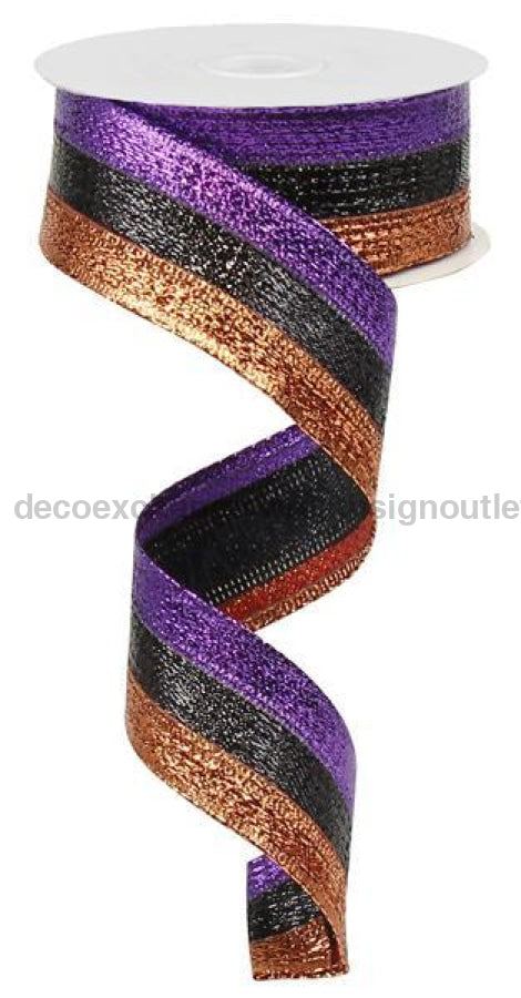1.5"X10Yd 3-In-1 Metallic Ribbon Purple/Black/Copper RG015367K - DecoExchange®
