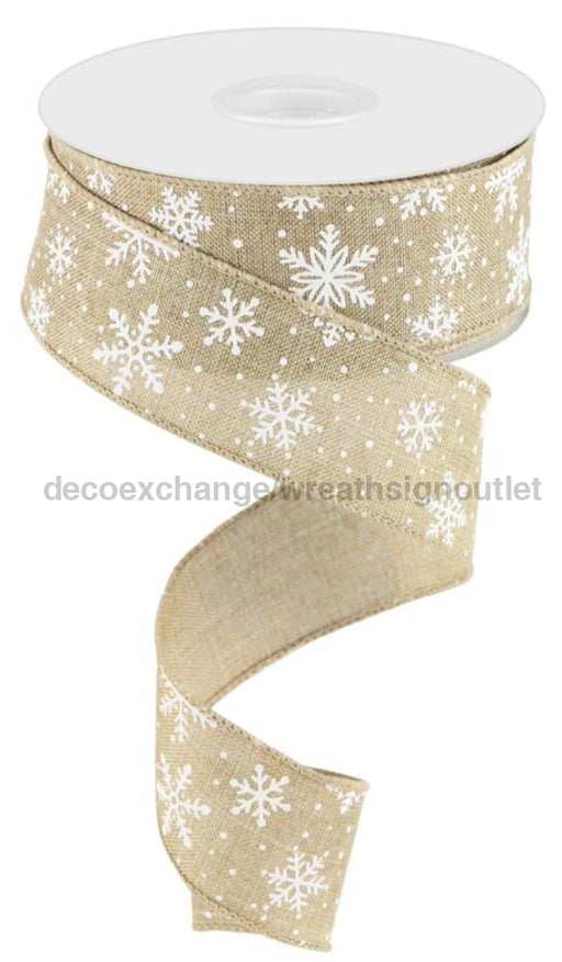 1.5’X10Yd Mini Snowflake On Royal Lt Beige/White Rgc182301 Ribbon