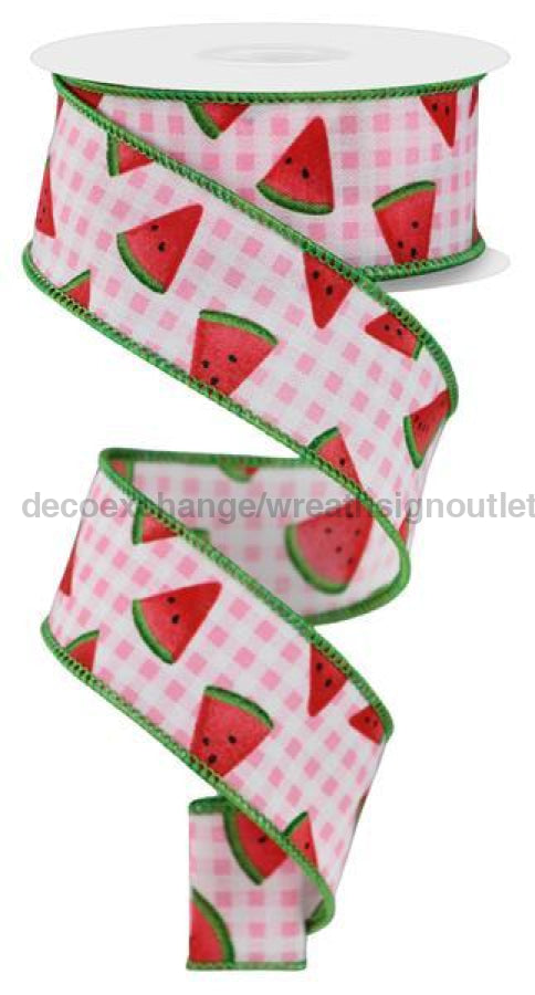 1.5X10Yd Watermelon Slice W/Gingham Wht/Lt Pnk/Blk/Red/Grn Rge178215 Ribbon
