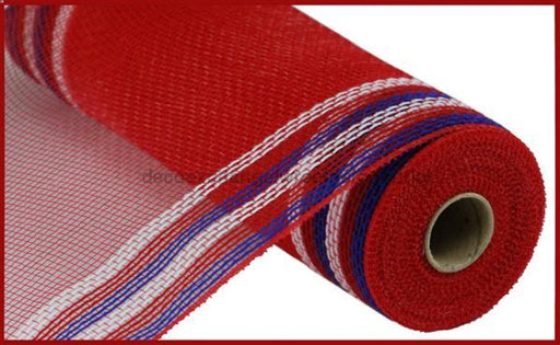 10.5"X10Yd Faux Jute/Pp/Border Stripe Red/White/Blue On Red RY8326H3 - DecoExchange