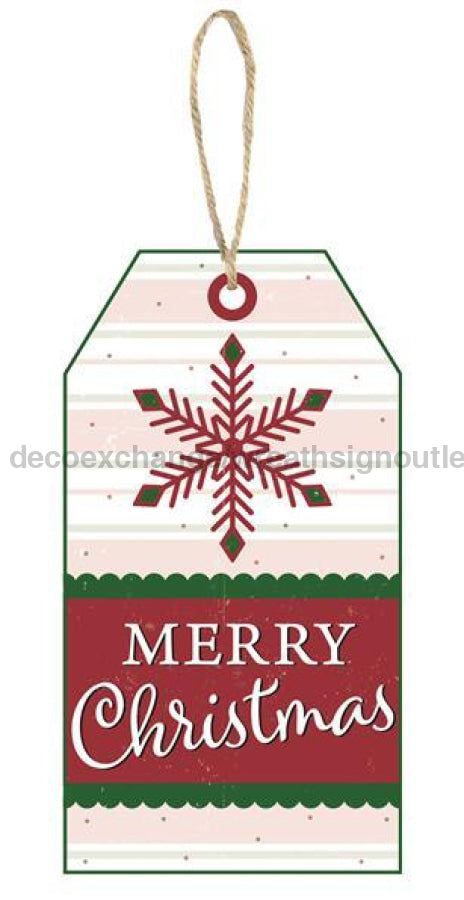 12"L X 6.5"H Merry Christmas Luggage Tag Red/Green/White AP8504 - DecoExchange