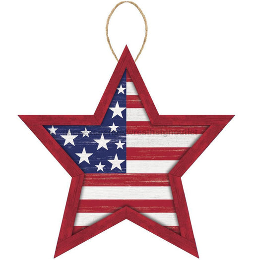 12"Lx11.75"H Mdf Stars And Stripes Sign Red/White/Blue AP8704 - DecoExchange