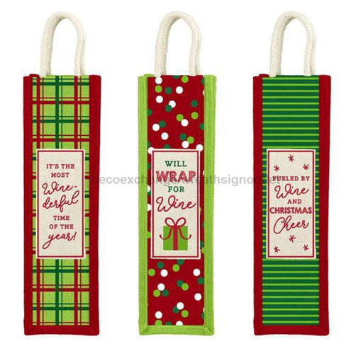 14.5H X 4Sq Christmas Wine Bag 3 Asst Styles Xc7221 Container