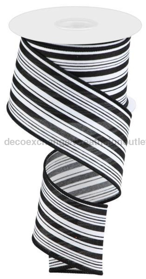 2.5X10Yd Vertical Stripe/Royal White/Black Rgc150027 Ribbon