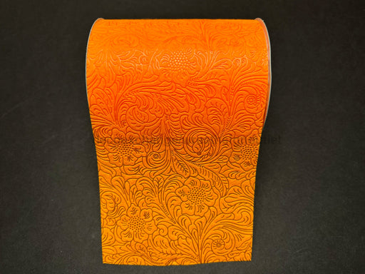 42466-06-19: Orange Flower Embossed Hot Cut Edge 6X25Y Ribbon