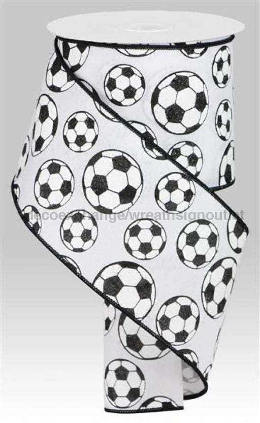 4X10Yd Glitter Soccer Ball/royal White/black Rga115927 Ribbon