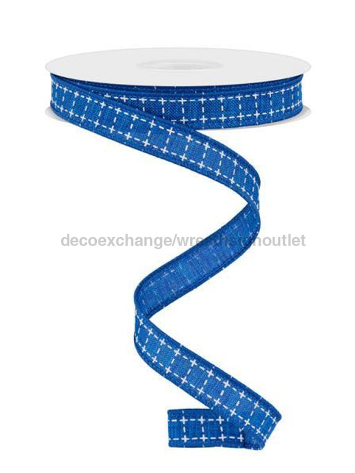5/8’X10Yd Raised Stitch Squares Royal Blue/White Rgf109025 Ribbon