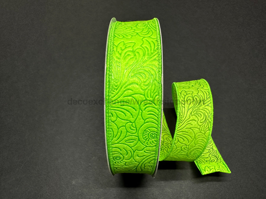 841-09-463: Lime Flower Embossed 1.5X50Y Ribbon