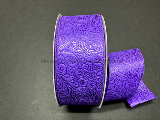841-40-464: Purple Flower Embossed 2.5X50Y Ribbon