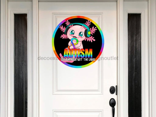 Autism Sign Axolotl Wood Sign Cr-118-Dh 18 Door Hanger 22