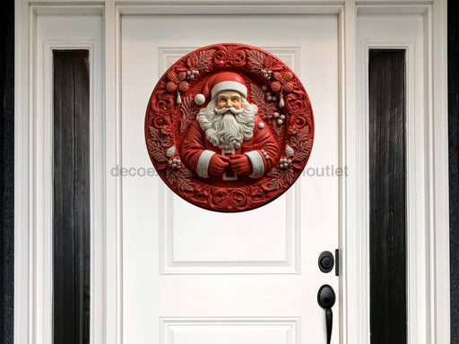 Christmas Sign Red Santa Pink Dco-00611 For Wreath 18 Round Door Hanger
