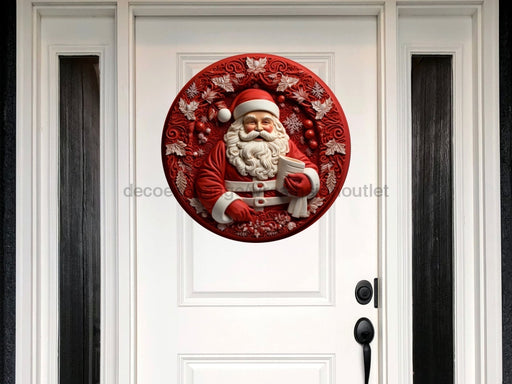 Christmas Sign Red Santa Pink Dco-00612 For Wreath 18 Round Door Hanger