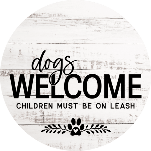 Dog Door Hanger Dogs Welcome Dco-01056 Sign For Wreath 18 Round