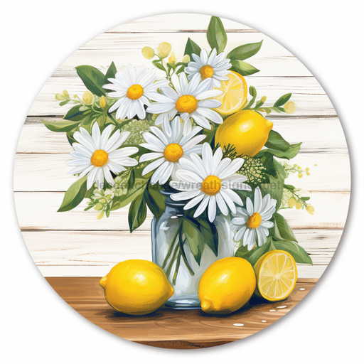 Lemon And Daisy Door Hanger Floral Sign Dco-00921-Dh 18’ Round