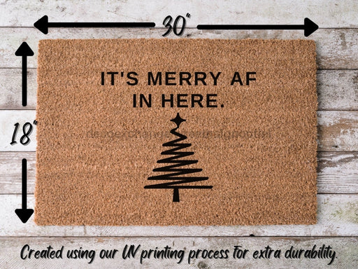 Merry AF, Funny Christmas Door Mat | Funny Christmas Doormat | Christmas Holiday Gift | Welcome Mat | Doormat | Winter Decor