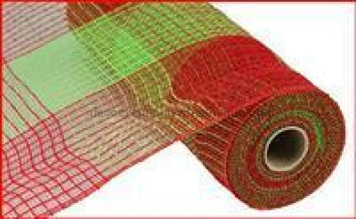 PP/FAUX JUTE WIDE CHECK Red/Lime RY930534 - DecoExchange
