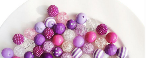 Purple Bubble gum Bead Premium Mix, Bag of 100, DEI-010 - DecoExchange®