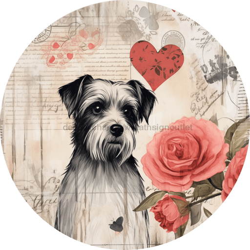 Valentine Sign Dog Dco-00872 For Wreath 10 Round Metal