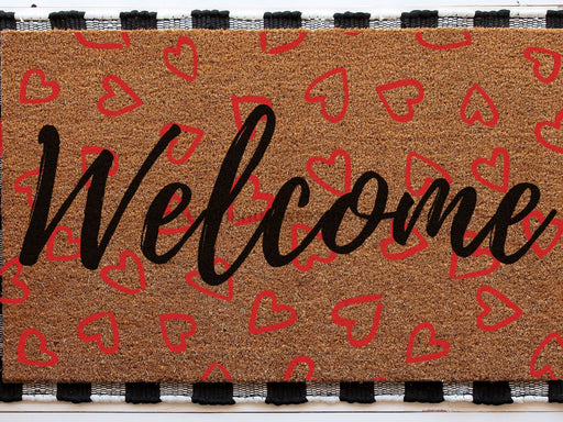 Welcome Heart Doormat | Cute Valentine's Housewarming Gift | Custom Doormat Closing Gift | Welcome Doormat | Front Door Love Home Door Mat
