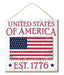 Wreath Sign, 10"Sq United States Of America Sign Ant White/Red/Blue AP8420DecoExchange, Sign For Wreath - DecoExchange