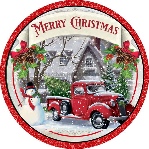 Wreath Sign, Christmas Truck Sign, 12" Round, Metal Sign, DECOE-109, DecoExchange, Sign For Wreath - DecoExchange