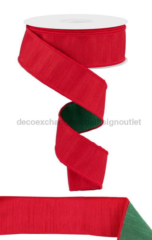 1.5’X10Yd Faux Dupioni/Fused Back Red/Emerald Rgx00734N Ribbon