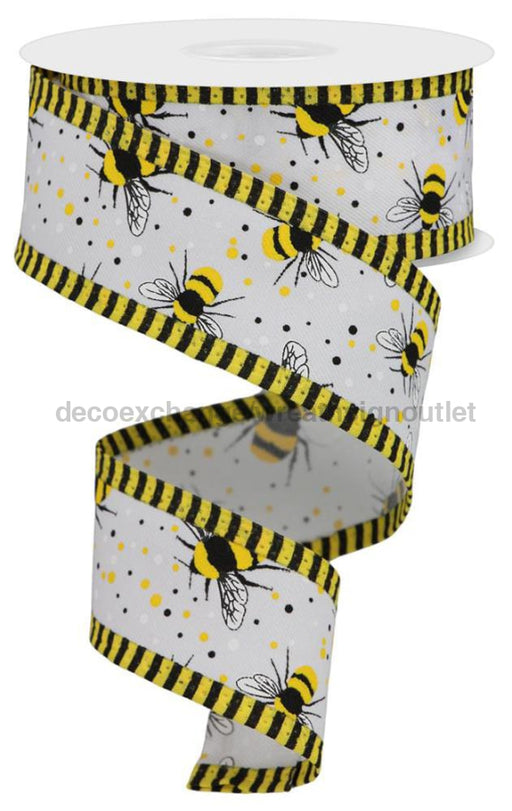 1.5’X100Ft Bumble Bee/Diag/Stripe White/Yellow/Black Rga8675J3 Ribbon