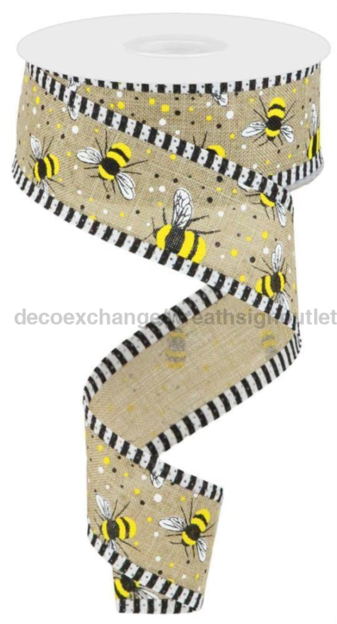 1.5’X100Ft Bumble Bee/Royal/Stripe Lt Beige/Ylw/Wht/Blk Rga867501 Ribbon
