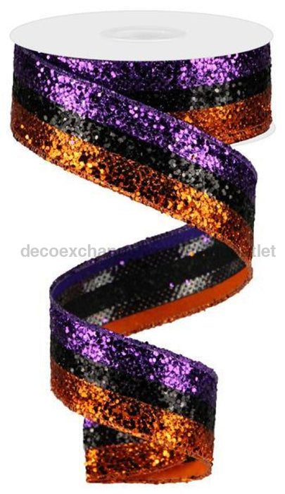 1.5X10Yd 3-In-1 Large Glitter Orange/Black/Purple Rg8981Yr Ribbon