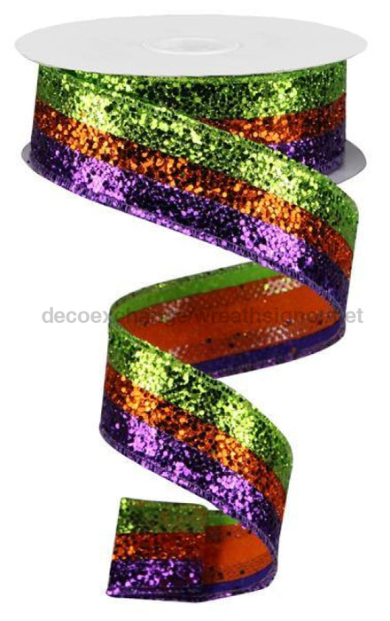 1.5"X10Yd 3-In-1 Large Glitter Purple/Orange/Lime RG89819K - DecoExchange®