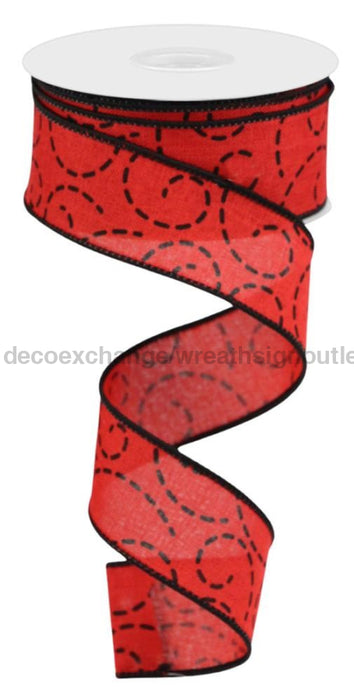 1.5’’X10Yd Dashed Swirls Red/Black Rgc127424 Ribbon