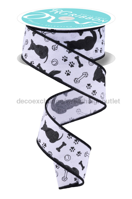 1.5’’X10Yd Dog Silhouettes White/Black RGF152827 Ribbon