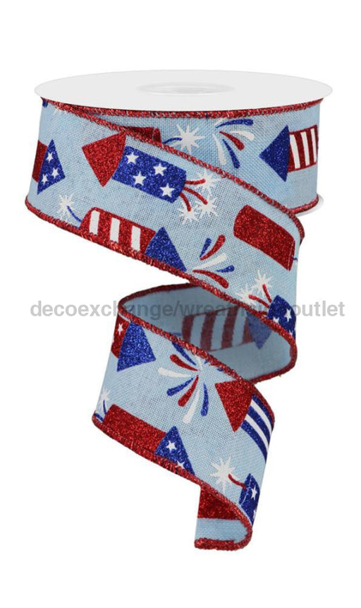 1.5’’X10Yd Firecrackers Pale Blue/Red/White/Blue RGE119914 Ribbon