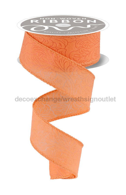 1.5’’X10Yd Floral/Leaves Light Orange NR100194 Ribbon