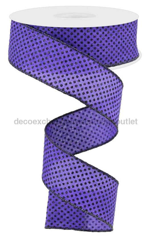 1.5’X10Yd Glitter Micro Dot On Royal Purple/Black Rga17318W Ribbon