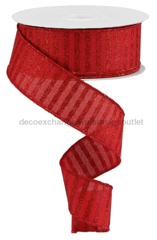 1.5’X10Yd Glitter Stripe On Royal Red Rg0168824 Ribbon