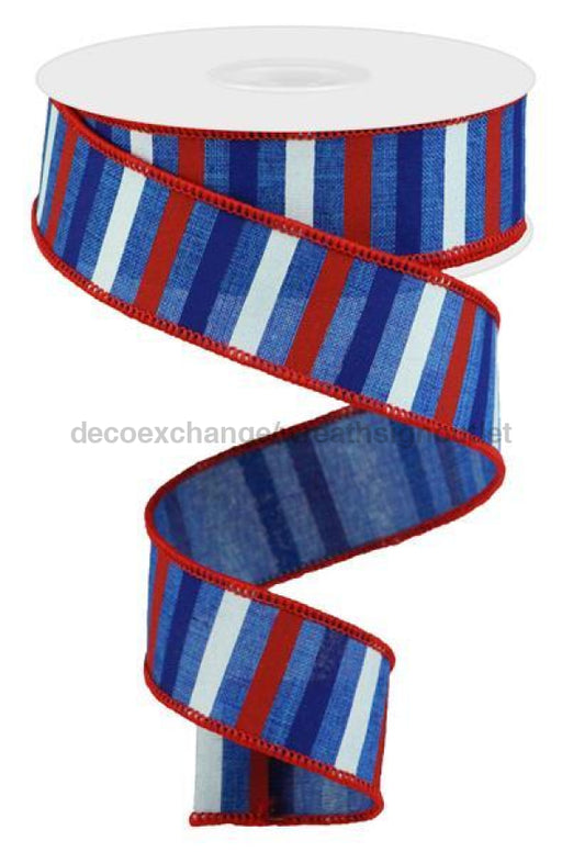 1.5"X10Yd Horizontal Stripe On Royal Royal Blue/Red/Blue/White RGA120425 - DecoExchange