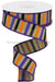 1.5"X10Yd Horizontal Stripe/Royal Lt Beige/Orng/Purple/Blck RGA121301 - DecoExchange®