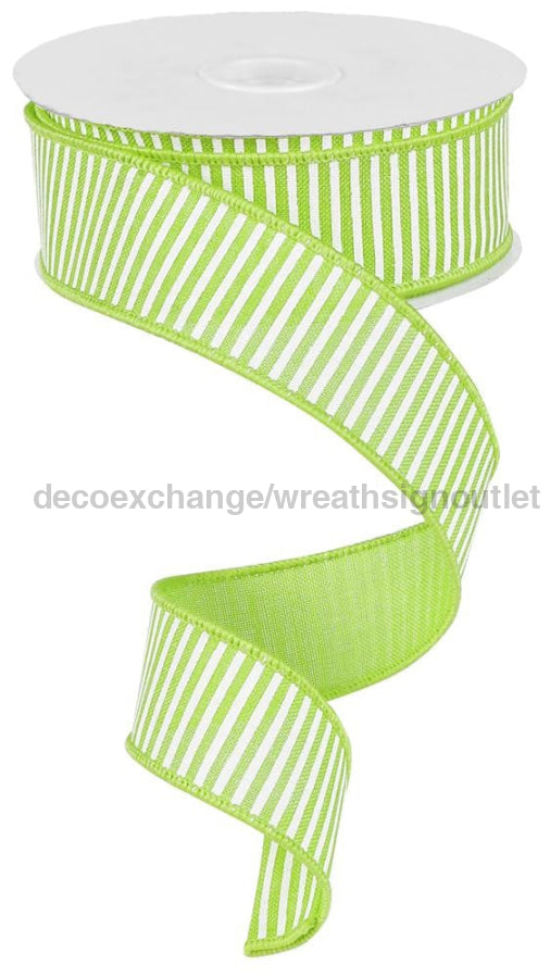 1.5’’X10Yd Horizontal Stripes/Royal Lime Green/White RG1780E9 Ribbon