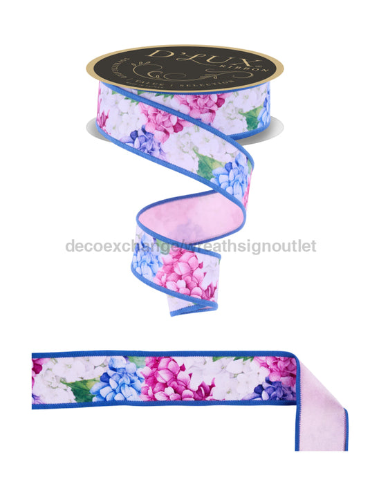 1.5’’X10Yd Hydrangeas/Fused Pink/Purple/Blue LX1061WT Ribbon