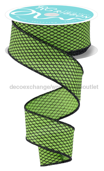 1.5’’X10Yd Mini Harlequin Fresh Green/Black RGF1698LT Ribbon