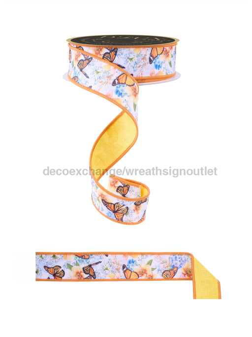 1.5’’X10Yd Monarch Butterflies/Fused Orange/Yellow Lx1046 Ribbon