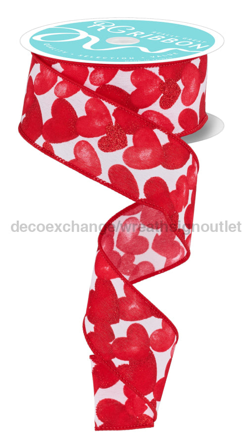 1.5’’X10Yd Multi Hearts On Pg Fabric White/Red RGF114527 Ribbon