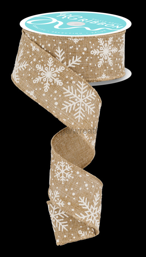 1.5’X10Yd Multi Snowflake On Royal Lt Beige/White Rge141301 Ribbon
