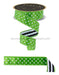 1.5’’X10Yd Polka Dot/Stripe Fresh Green/Black/White LX3117LT Ribbon