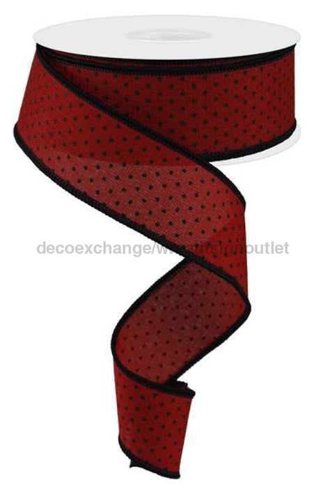 1.5"X10Yd Raised Swiss Dots On Royal Red/Black RG01685MA - DecoExchange