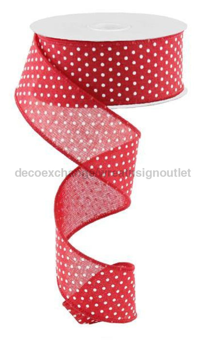 1.5"X10Yd Raised Swiss Dots On Royal Red/White RG0165124 - DecoExchange