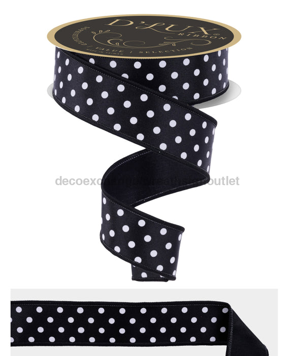 1.5’’X10Yd Small Polka Dot/Fused Black/White Lx303002 Ribbon