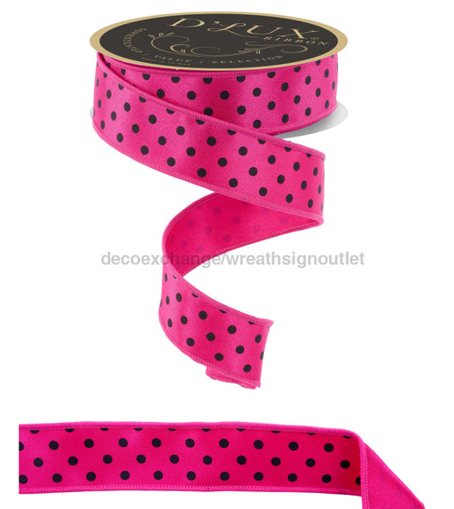 1.5’’X10Yd Small Polka Dot/Fused Hot Pink/Black Lx304611 Ribbon
