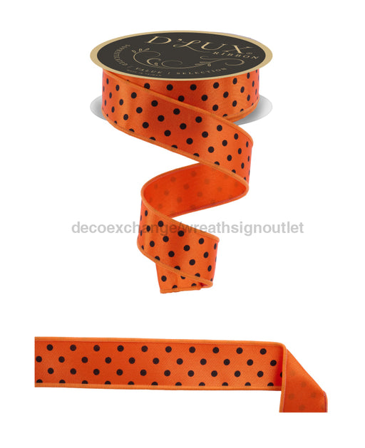 1.5’’X10Yd Small Polka Dot/Fused Orange/Black Lx304620 Ribbon